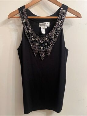 Joseph A Black Jeweled Sleeveless Top